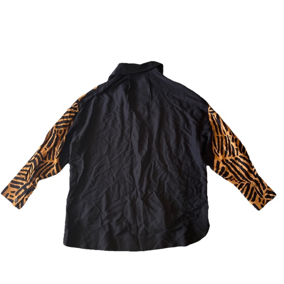 Farm Rio Tiger Button Up Shirt Black Long Sleeve Dress Shirt Size Small - Picture 8 of 11